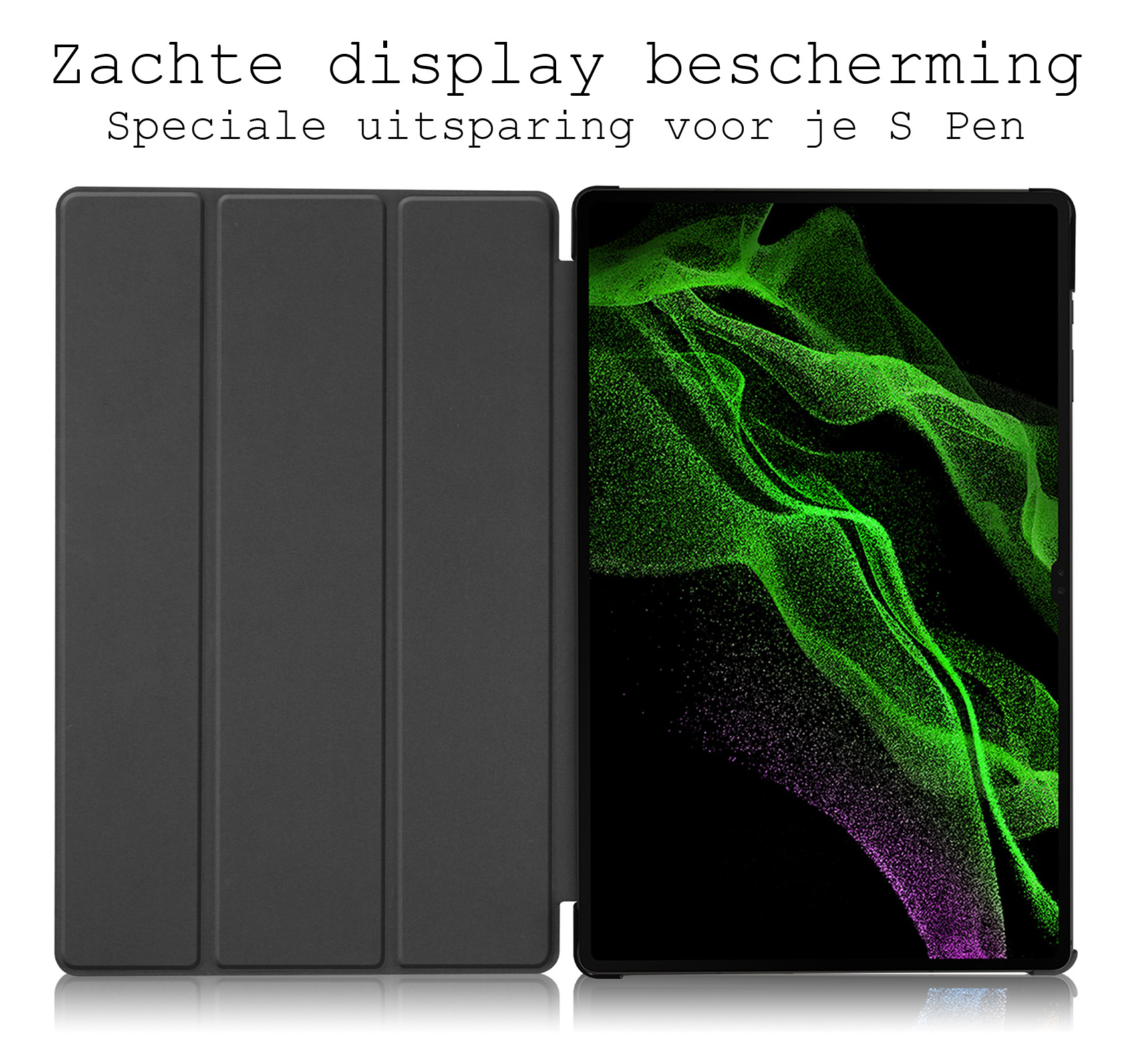 BASEY. Samsung Galaxy Tab S9 Ultra Hoes Bookcase Met S Pen Uitsparing Met Screenprotector - Samsung Tab S9 Ultra Hoesje Book Case Cover - 14,6 inch  - Zwart