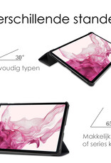 NoXx Samsung Galaxy Tab S9 Hoesje Case Hard Cover Met S Pen Uitsparing Hoes Bookcase Met Screenprotector - Zwart