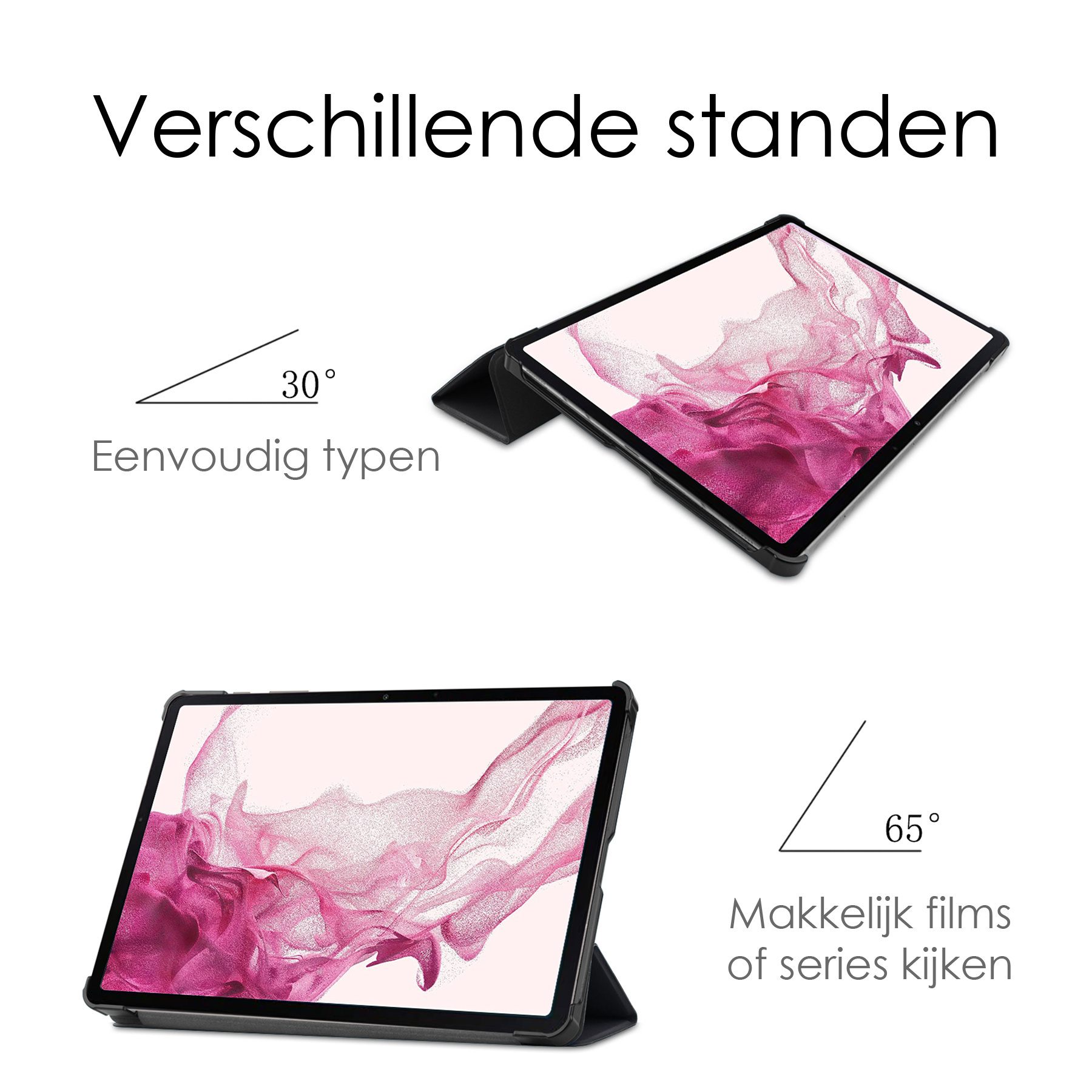 NoXx Samsung Galaxy Tab S9 Hoesje Case Hard Cover Met S Pen Uitsparing Hoes Bookcase Met Screenprotector - Zwart