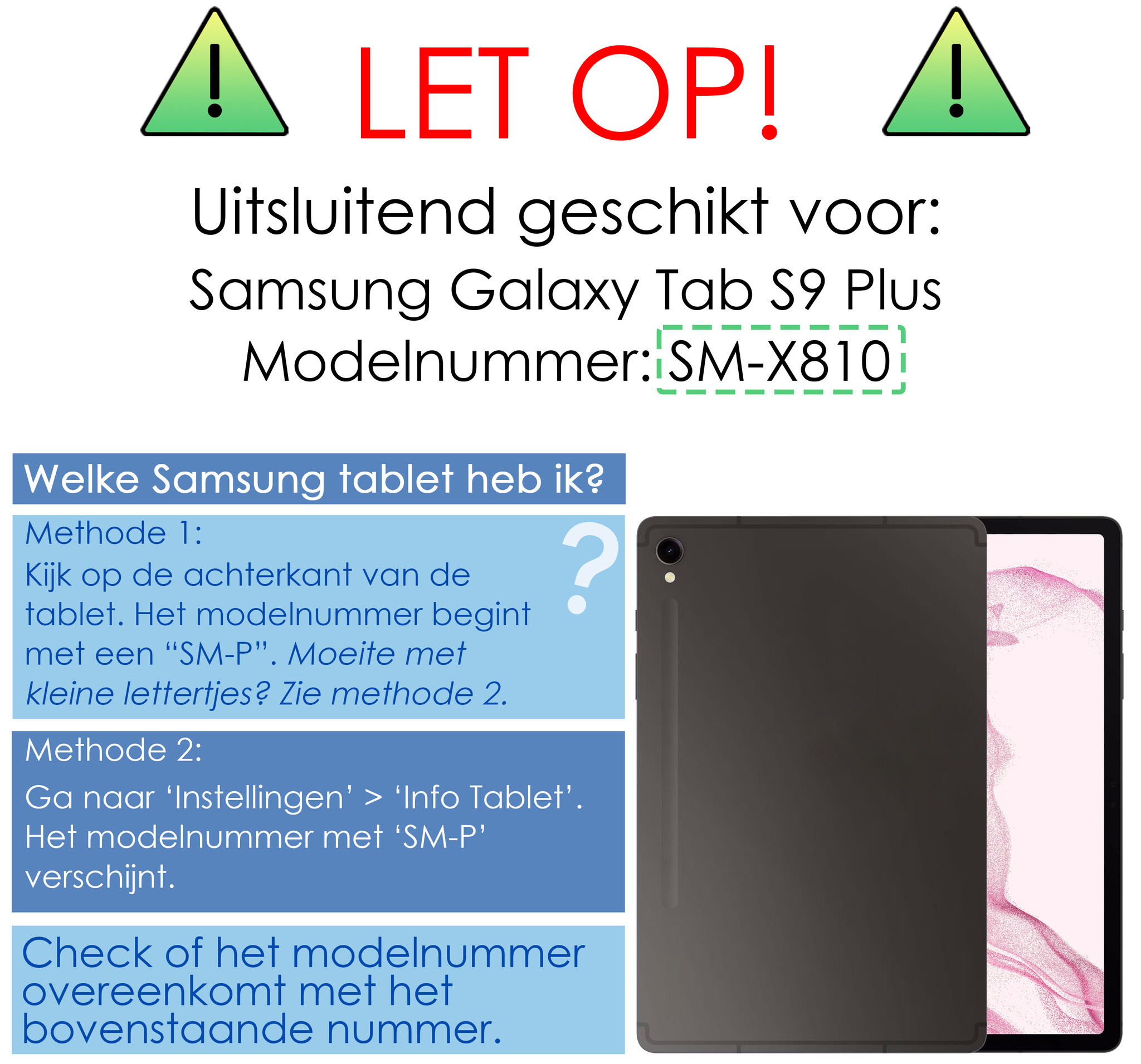 NoXx Samsung Galaxy Tab S9 Plus Hoesje Case Hard Cover Met S Pen Uitsparing Hoes Bookcase Met Screenprotector - Donker Blauw