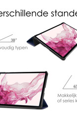 NoXx Samsung Galaxy Tab S9 Plus Hoesje Case Hard Cover Met S Pen Uitsparing Hoes Bookcase Met Screenprotector - Donker Blauw