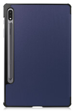 NoXx Samsung Galaxy Tab S9 Plus Hoesje Case Hard Cover Met S Pen Uitsparing Hoes Bookcase Met Screenprotector - Donker Blauw
