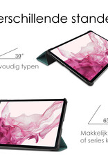 NoXx Samsung Galaxy Tab S9 Plus Hoesje Case Hard Cover Met S Pen Uitsparing Hoes Bookcase Met Screenprotector - Donkergroen