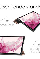NoXx Samsung Galaxy Tab S9 Plus Hoesje Case Hard Cover Met S Pen Uitsparing Hoes Bookcase Met Screenprotector - Rosé Goud