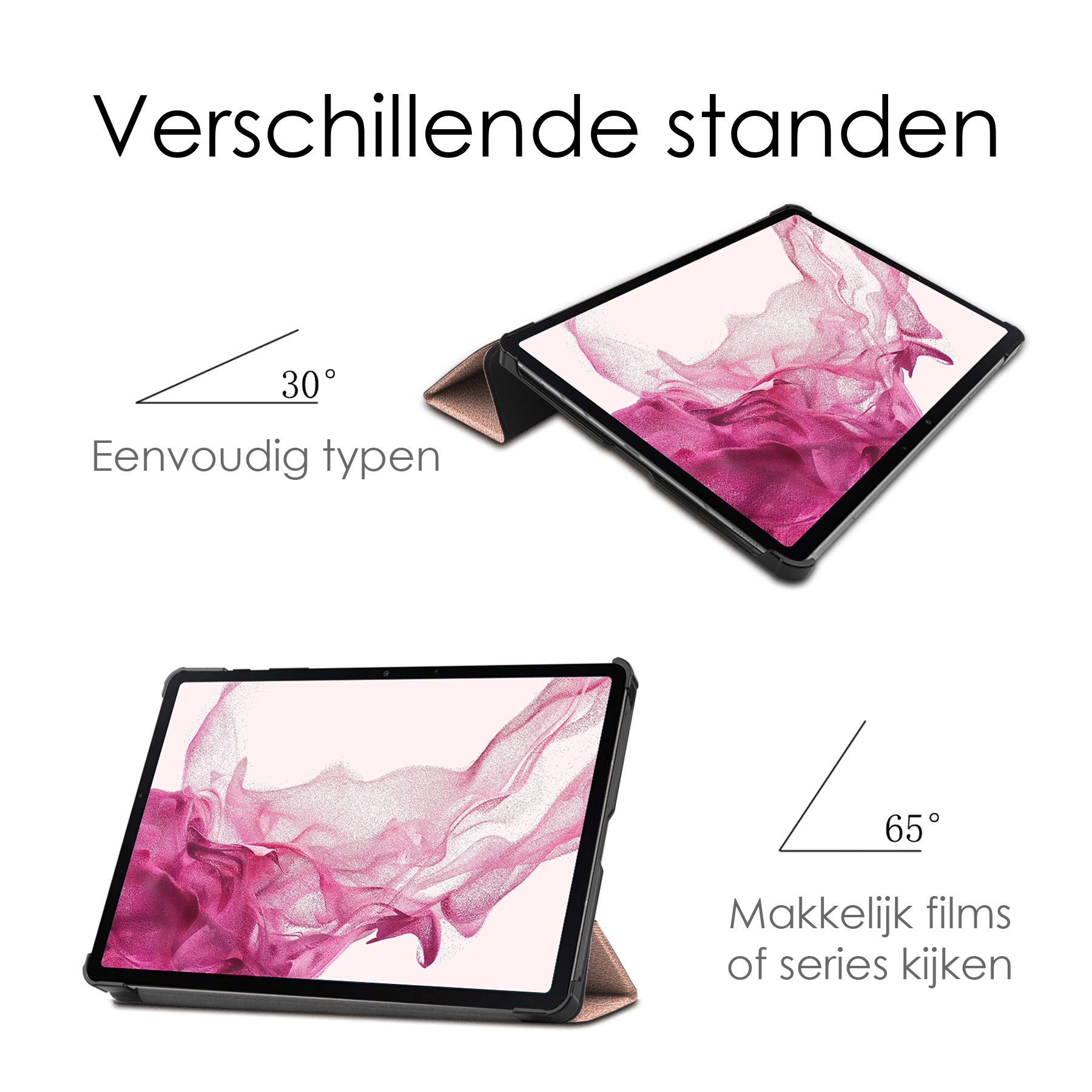 NoXx Samsung Galaxy Tab S9 Plus Hoesje Case Hard Cover Met S Pen Uitsparing Hoes Bookcase Met Screenprotector - Rosé Goud