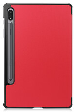NoXx Samsung Galaxy Tab S9 Plus Hoesje Case Hard Cover Met S Pen Uitsparing Hoes Bookcase Met Screenprotector - Rood