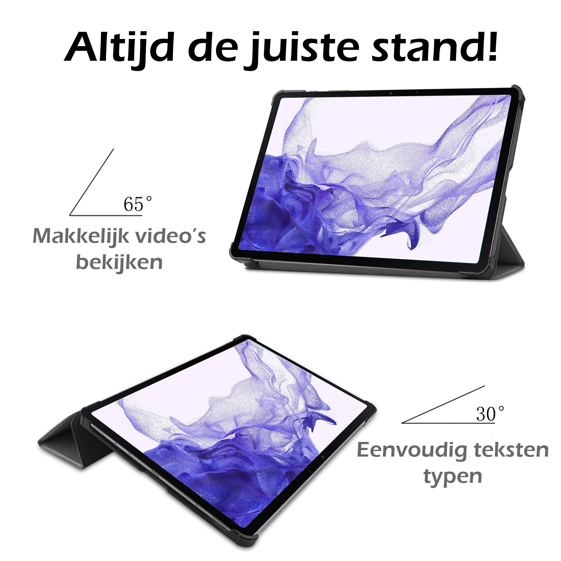 Nomfy Samsung Galaxy Tab S9 Plus Hoesje Case Met Uitsparing Voor S Pen Met Screenprotector - Samsung Tab S9 Plus Hoes Cover  - Grijs