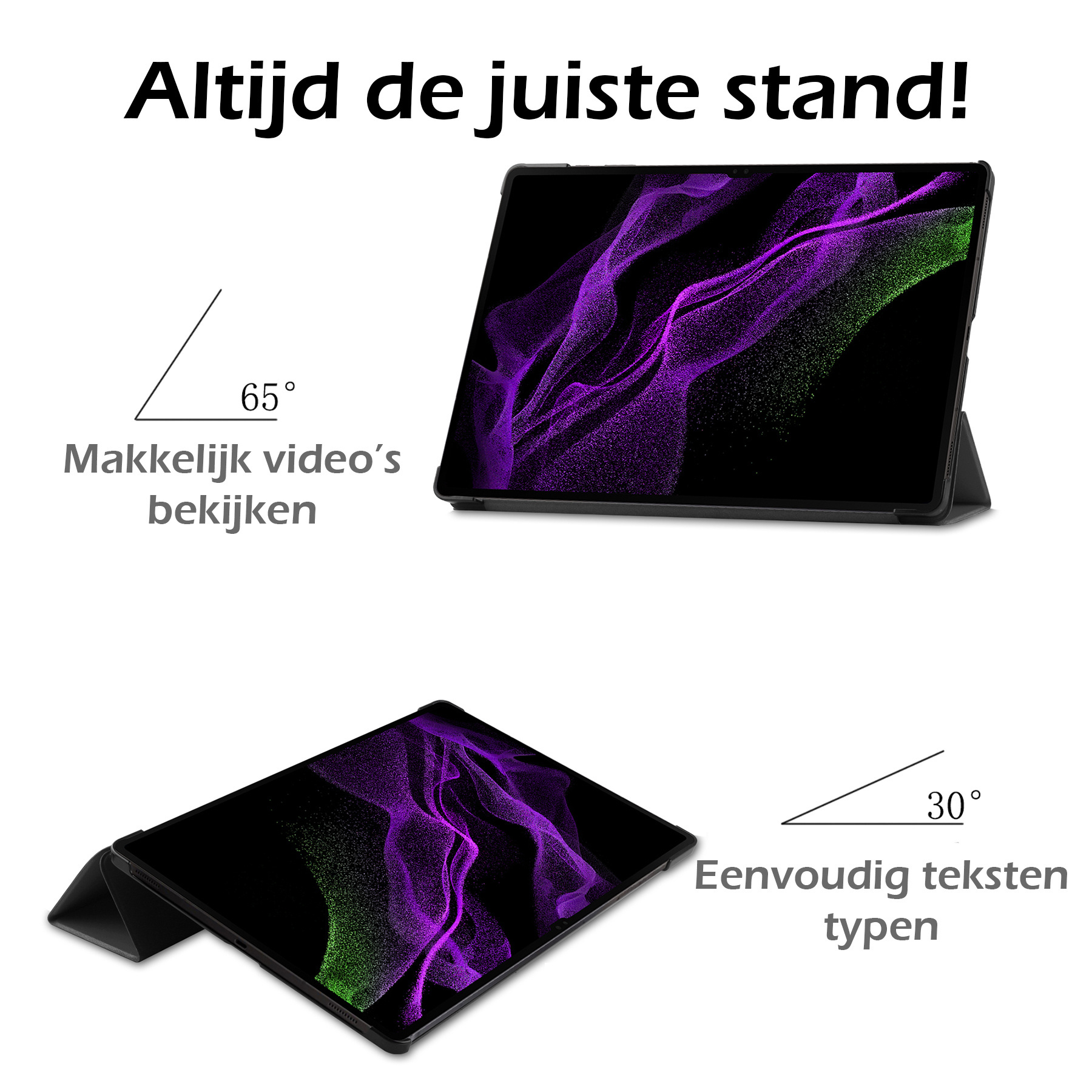 Nomfy Samsung Galaxy Tab S9 Ultra Hoesje Case Met Uitsparing Voor S Pen Met Screenprotector - Samsung Tab S9 Ultra Hoes Cover  - Grijs
