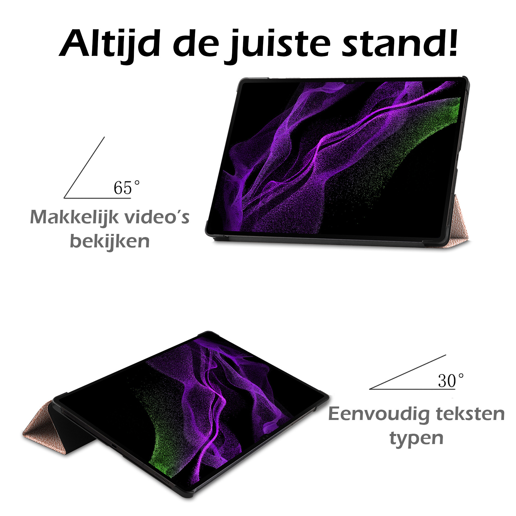 Nomfy Samsung Galaxy Tab S9 Ultra Hoesje Case Met Uitsparing Voor S Pen Met Screenprotector - Samsung Tab S9 Ultra Hoes Cover  - Rosé Goud