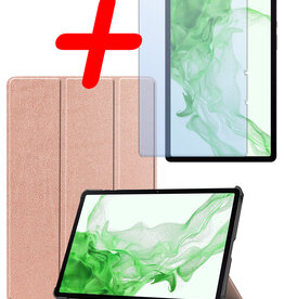 BASEY. BASEY. Samsung Galaxy Tab S9 Hoesje Met Uitsparing S Pen Met Screenprotector - Rose Goud