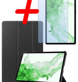 BASEY. BASEY. Samsung Galaxy Tab S9 Hoesje Met Uitsparing S Pen Met Screenprotector - Zwart