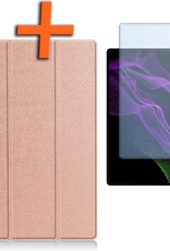 Nomfy Samsung Galaxy Tab S9 Ultra Hoesje Case Met Uitsparing Voor S Pen Met Screenprotector - Samsung Tab S9 Ultra Hoes Cover  - Rosé Goud