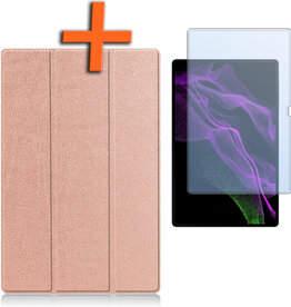 Nomfy Nomfy Samsung Galaxy Tab S9 Ultra Hoesje Met Uitsparing S Pen Met Screenprotector - Rose Goud