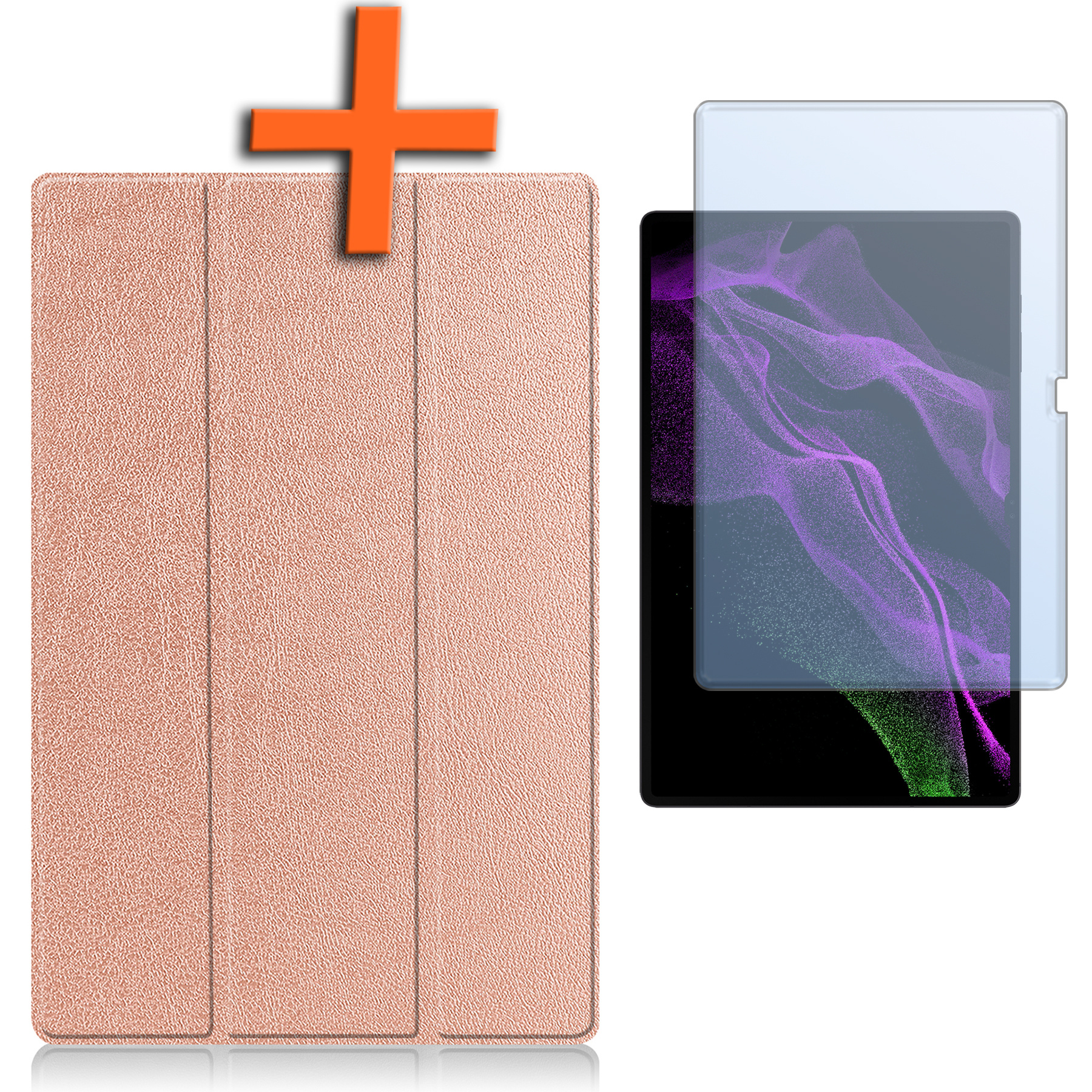 Nomfy Samsung Galaxy Tab S9 Ultra Hoesje Case Met Uitsparing Voor S Pen Met Screenprotector - Samsung Tab S9 Ultra Hoes Cover  - Rosé Goud