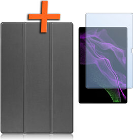 Nomfy Nomfy Samsung Galaxy Tab S9 Ultra Hoesje Met Uitsparing S Pen Met Screenprotector - Grijs