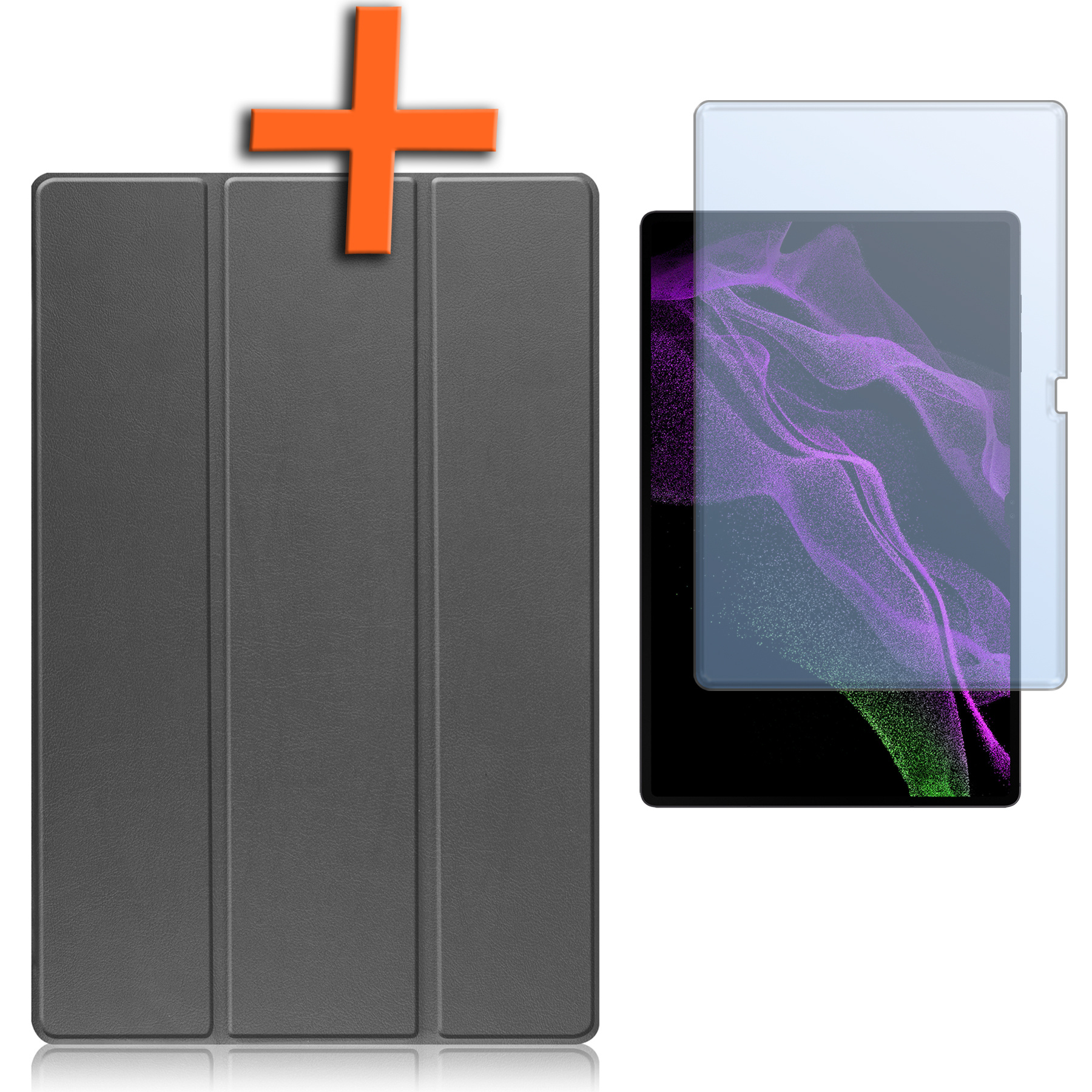 Nomfy Samsung Galaxy Tab S9 Ultra Hoesje Case Met Uitsparing Voor S Pen Met Screenprotector - Samsung Tab S9 Ultra Hoes Cover  - Grijs