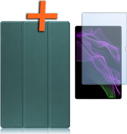 Nomfy Nomfy Samsung Galaxy Tab S9 Ultra Hoesje Met Uitsparing S Pen Met Screenprotector - Donkergroen