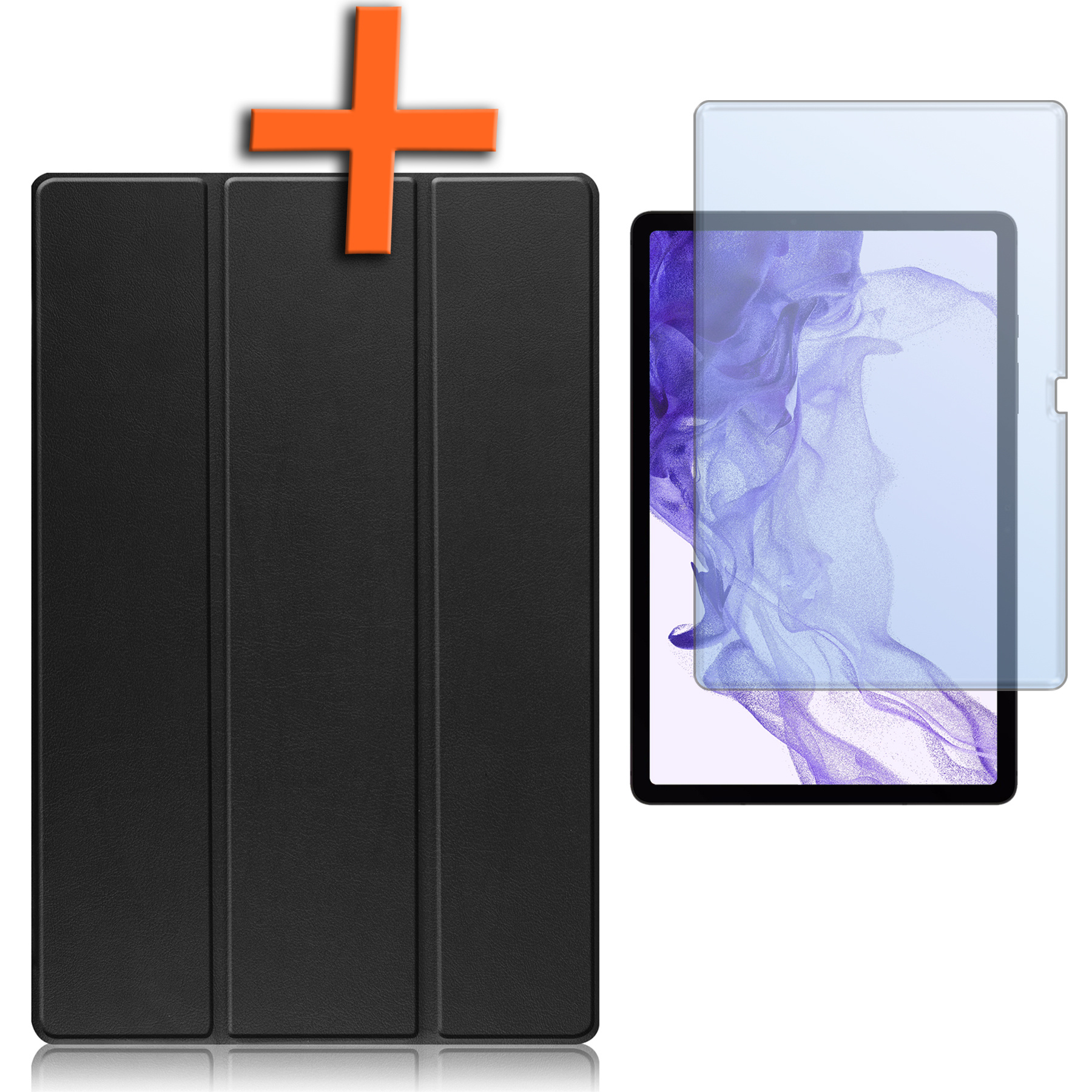 Nomfy Samsung Galaxy Tab S9 Plus Hoesje Case Met Uitsparing Voor S Pen Met Screenprotector - Samsung Tab S9 Plus Hoes Cover  - Zwart