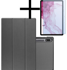 NoXx NoXx Samsung Galaxy Tab S9 Hoesje Met Uitsparing S Pen Met Screenprotector - Grijs