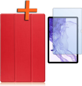 Nomfy Nomfy Samsung Galaxy Tab S9 Plus Hoesje Met Uitsparing S Pen Met Screenprotector - Rood