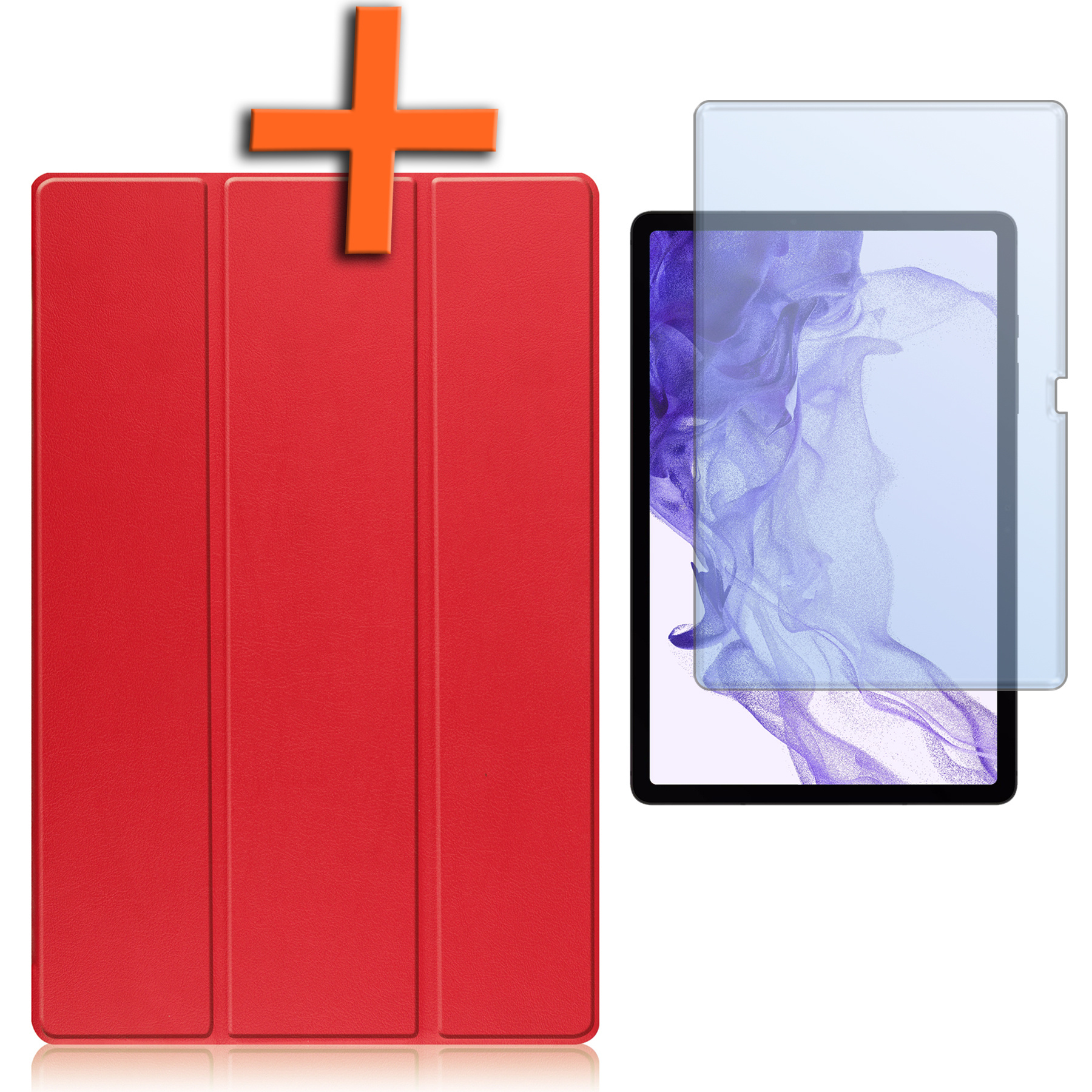 Nomfy Samsung Galaxy Tab S9 Plus Hoesje Case Met Uitsparing Voor S Pen Met Screenprotector - Samsung Tab S9 Plus Hoes Cover  - Rood