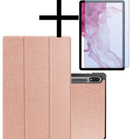 NoXx NoXx Samsung Galaxy Tab S9 Hoesje Met Uitsparing S Pen Met Screenprotector - Rose Goud