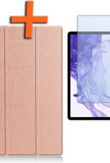 Nomfy Samsung Galaxy Tab S9 Plus Hoesje Case Met Uitsparing Voor S Pen Met Screenprotector - Samsung Tab S9 Plus Hoes Cover  - Rosé Goud