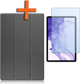 Nomfy Nomfy Samsung Galaxy Tab S9 Plus Hoesje Met Uitsparing S Pen Met Screenprotector - Grijs