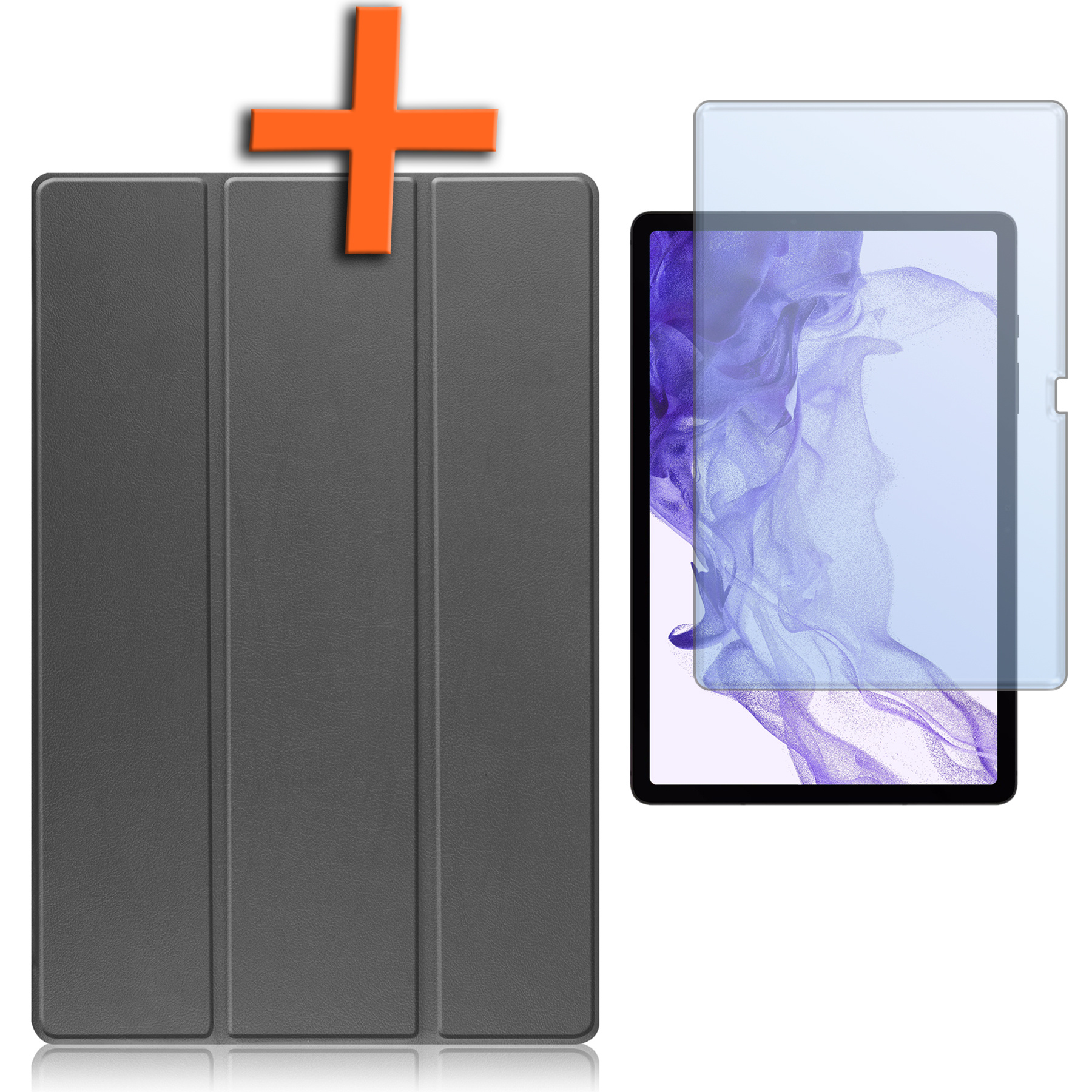 Nomfy Samsung Galaxy Tab S9 Plus Hoesje Case Met Uitsparing Voor S Pen Met Screenprotector - Samsung Tab S9 Plus Hoes Cover  - Grijs