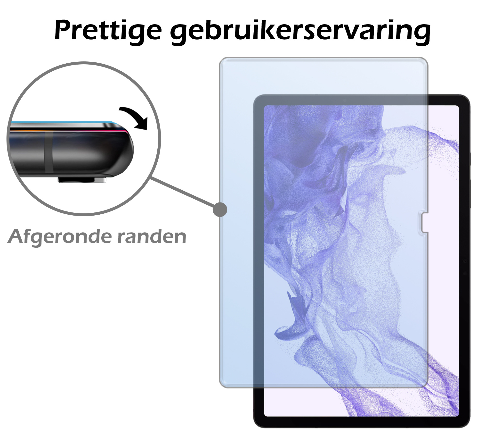 Nomfy Samsung Galaxy Tab S9 Plus Hoesje Case Met Uitsparing Voor S Pen Met Screenprotector - Samsung Tab S9 Plus Hoes Cover  - Grijs