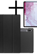 NoXx Samsung Galaxy Tab S9 Hoesje Case Hard Cover Met S Pen Uitsparing Hoes Bookcase Met Screenprotector - Zwart