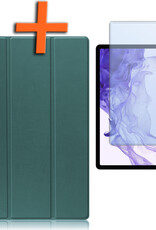 Nomfy Samsung Galaxy Tab S9 Plus Hoesje Case Met Uitsparing Voor S Pen Met Screenprotector - Samsung Tab S9 Plus Hoes Cover  - Donker Groen