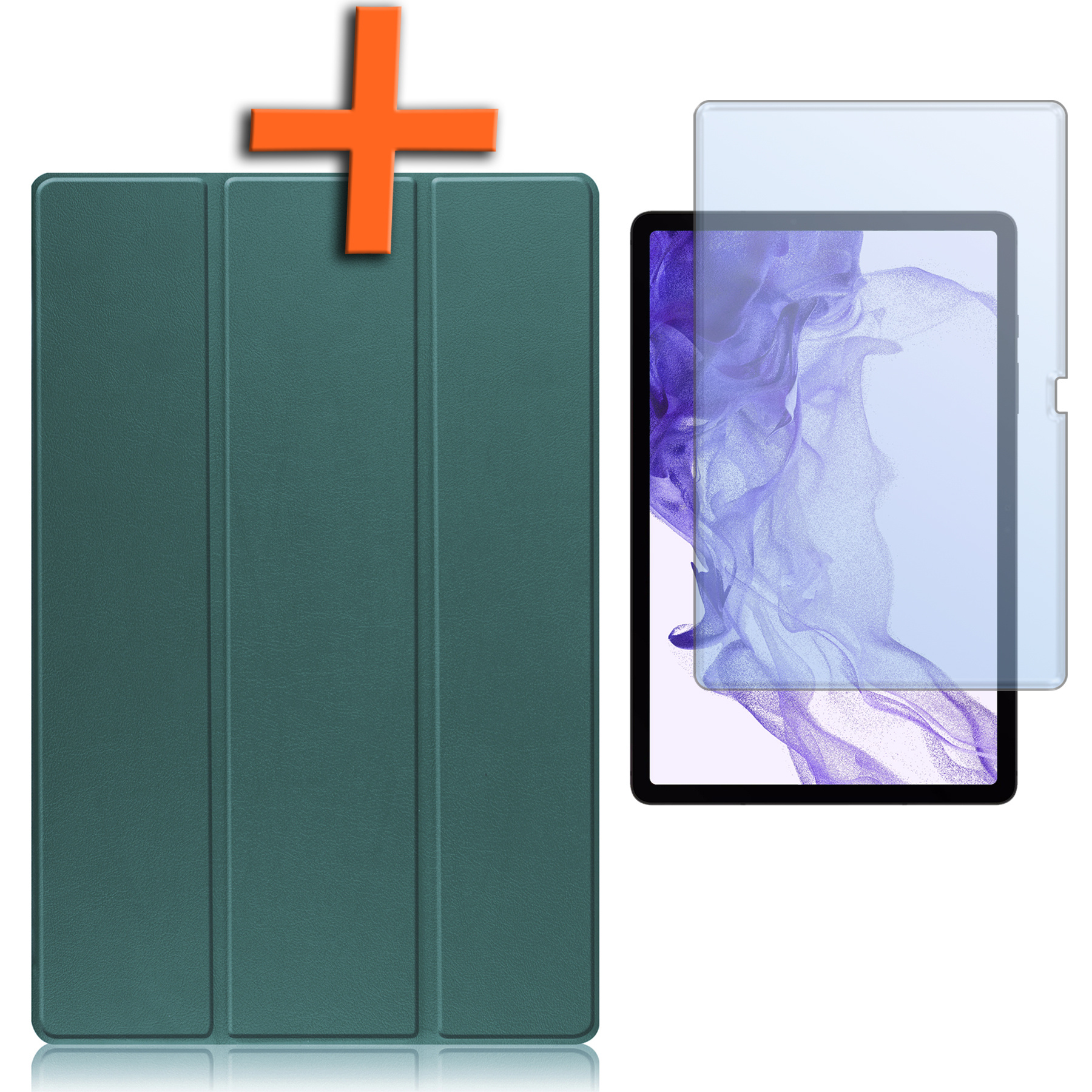 Nomfy Samsung Galaxy Tab S9 Plus Hoesje Case Met Uitsparing Voor S Pen Met Screenprotector - Samsung Tab S9 Plus Hoes Cover  - Donker Groen