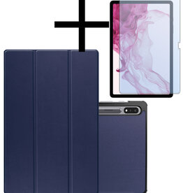 NoXx NoXx Samsung Galaxy Tab S9 Plus Hoesje Met Uitsparing S Pen Met Screenprotector - Donkerblauw
