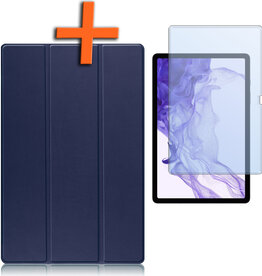 Nomfy Nomfy Samsung Galaxy Tab S9 Plus Hoesje Met Uitsparing S Pen Met Screenprotector - Donkerblauw