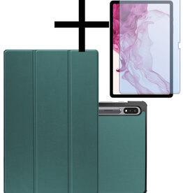 NoXx NoXx Samsung Galaxy Tab S9 Plus Hoesje Met Uitsparing S Pen Met Screenprotector - Donkergroen