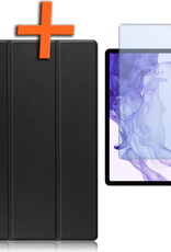 Nomfy Samsung Galaxy Tab S9 Hoesje Case Met Uitsparing Voor S Pen Met Screenprotector - Samsung Tab S9 Hoes Cover  - Zwart
