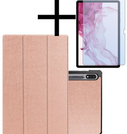 NoXx NoXx Samsung Galaxy Tab S9 Plus Hoesje Met Uitsparing S Pen Met Screenprotector - Rose Goud