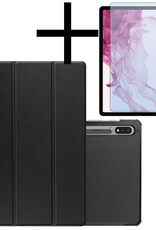 NoXx Samsung Galaxy Tab S9 Plus Hoesje Case Hard Cover Met S Pen Uitsparing Hoes Bookcase Met Screenprotector - Zwart