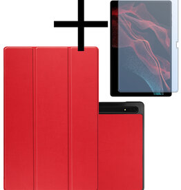 NoXx NoXx Samsung Galaxy Tab S9 Ultra Hoesje Met Uitsparing S Pen Met Screenprotector - Rood