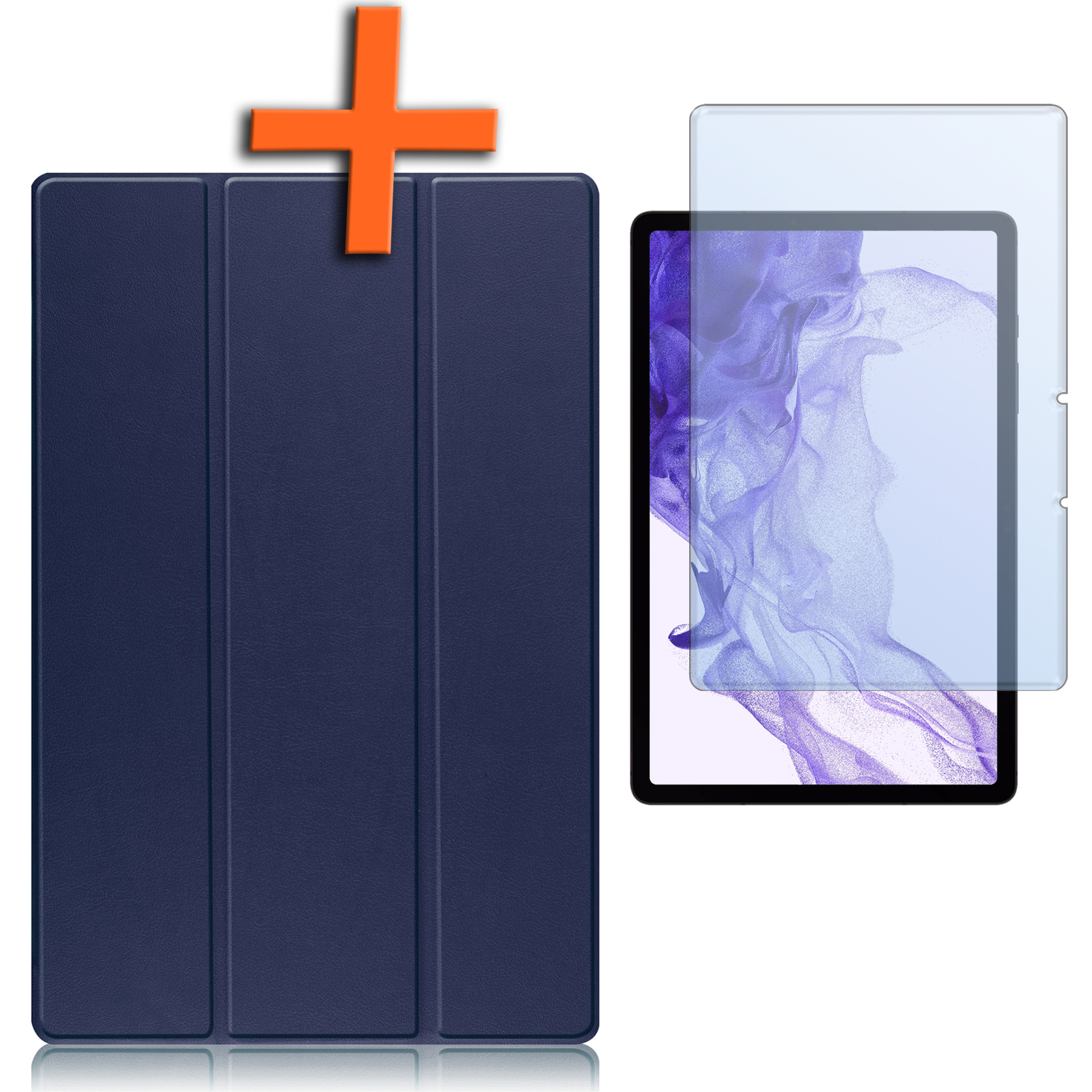 Nomfy Samsung Galaxy Tab S9 Hoesje Case Met Uitsparing Voor S Pen Met Screenprotector - Samsung Tab S9 Hoes Cover  - Donker Blauw