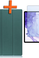 Nomfy Samsung Galaxy Tab S9 Hoesje Case Met Uitsparing Voor S Pen Met Screenprotector - Samsung Tab S9 Hoes Cover  - Donker Groen