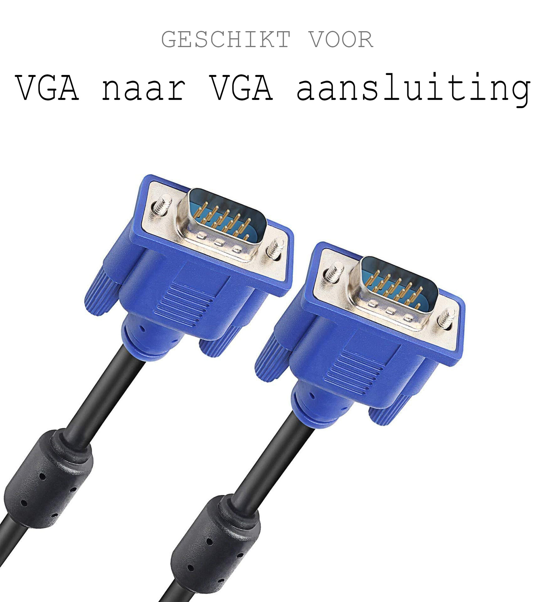 BASEY. VGA naar VGA Kabel 1,5 Meter - VGA naar VGA Kabel Omvormer Converter