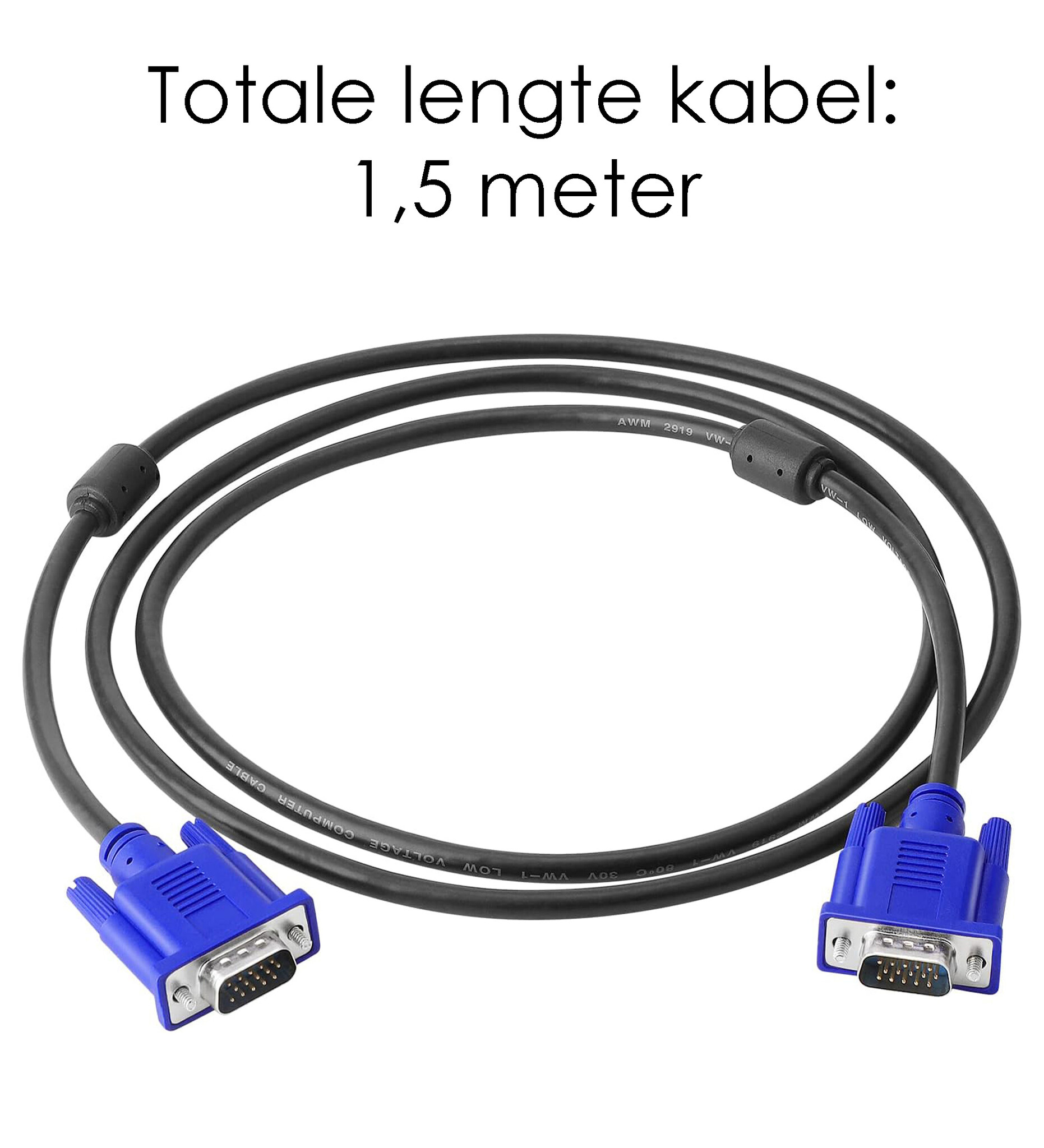 NoXx Hoogwaardige VGA naar VGA Kabel Converter Omvormer - VGA naar VGA Kabel (1,5 Meter) - Blauw