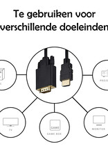 Nomfy HDMI naar VGA Adapter Kabel Converter - HDMI naar VGA 1080p Kwaliteit - 180 cm - Zwart