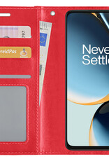BASEY. Hoes Geschikt voor OnePlus Nord CE 3 Lite Hoesje Bookcase Hoes Flip Case Book Cover - Hoesje Geschikt voor OnePlus Nord CE 3 Lite Hoes Book Case Hoesje - Rood
