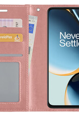 BASEY. Hoes Geschikt voor OnePlus Nord CE 3 Lite Hoesje Bookcase Hoes Flip Case Book Cover - Hoesje Geschikt voor OnePlus Nord CE 3 Lite Hoes Book Case Hoesje - Rosé goud