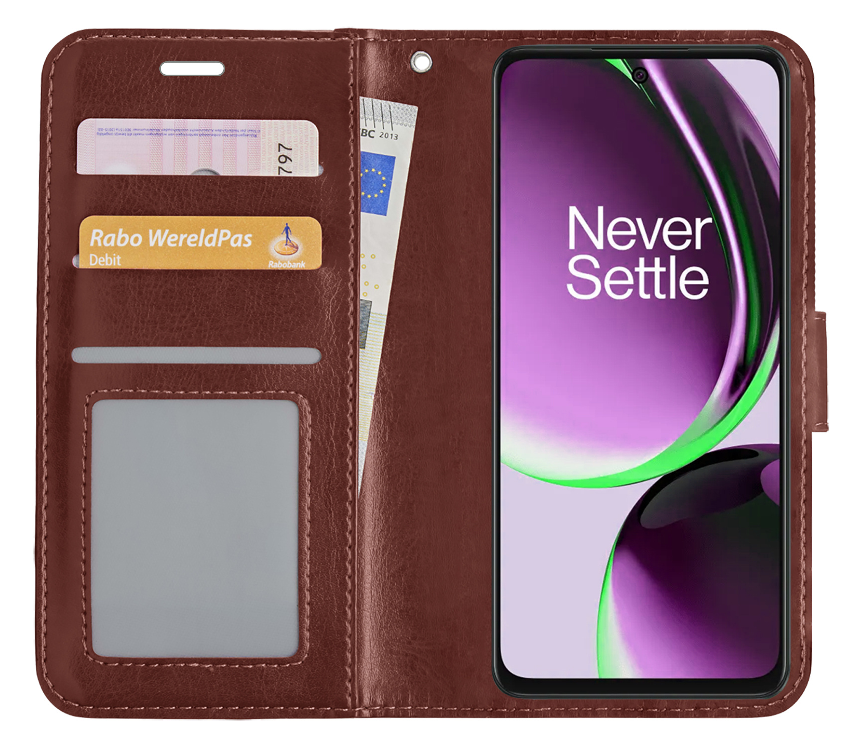 NoXx Hoes Geschikt voor OnePlus Nord CE 3 Lite Hoesje Book Case Hoes Flip Cover Wallet Bookcase - Bruin