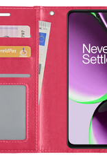 NoXx Hoes Geschikt voor OnePlus Nord CE 3 Lite Hoesje Book Case Hoes Flip Cover Wallet Bookcase - Donkerroze