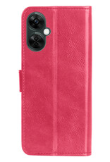 NoXx Hoes Geschikt voor OnePlus Nord CE 3 Lite Hoesje Book Case Hoes Flip Cover Wallet Bookcase - Donkerroze